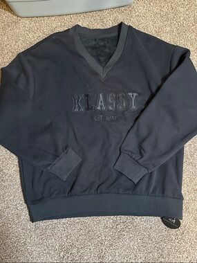Klassy Network V-Neck Fleece Sweatshirt, Size L